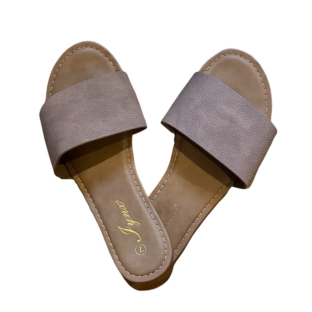 EUC Lynx Faux Leather Tan Slides Brown Sandals – Size 7